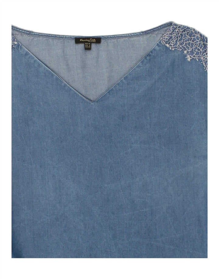MASSIMO DUTTI Womens Blouse Top EU 38 Small Blue Cotton Vintage Massimo Dutti and Second-Hand Massimo Dutti from Messina Hembry 