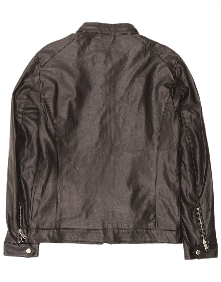 Zara Herre Læderjakke UK 38 Medium Sort