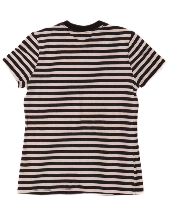 NIKE Grafisk T-shirt top til kvinder UK 10 Lille sort stribet bomuld
