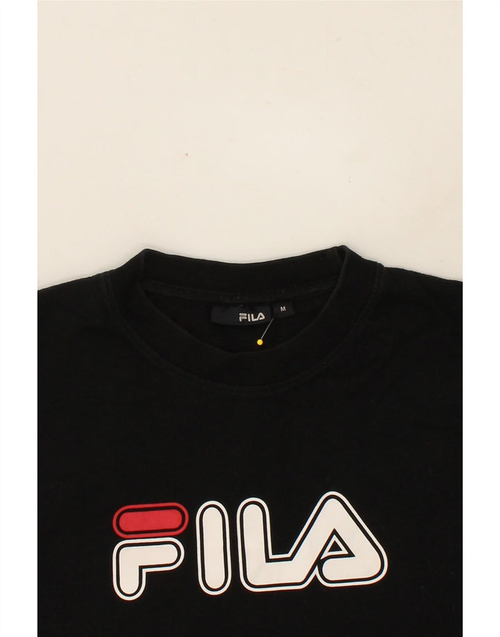 FILA Mens Graphic T-Shirt Top Medium Black Vintage Fila and Second-Hand Fila from Messina Hembry 