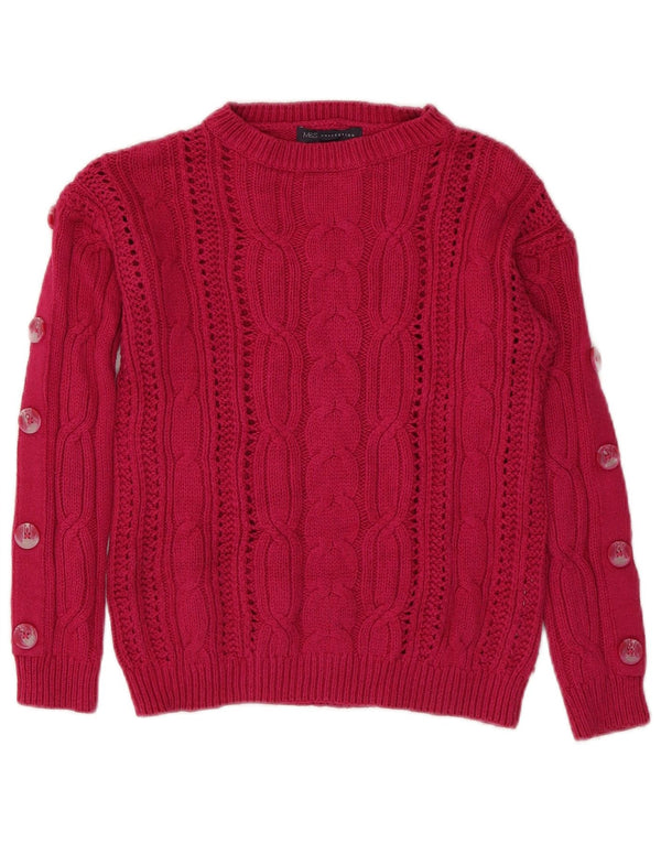 Marks & Spencer Dame Boat Neck Jumper Sweater UK 8 Small Pink Bomuld