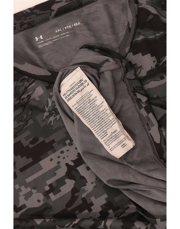 Under Armour Herre T-Shirt Top 2XL Grå Camouflage Polyester