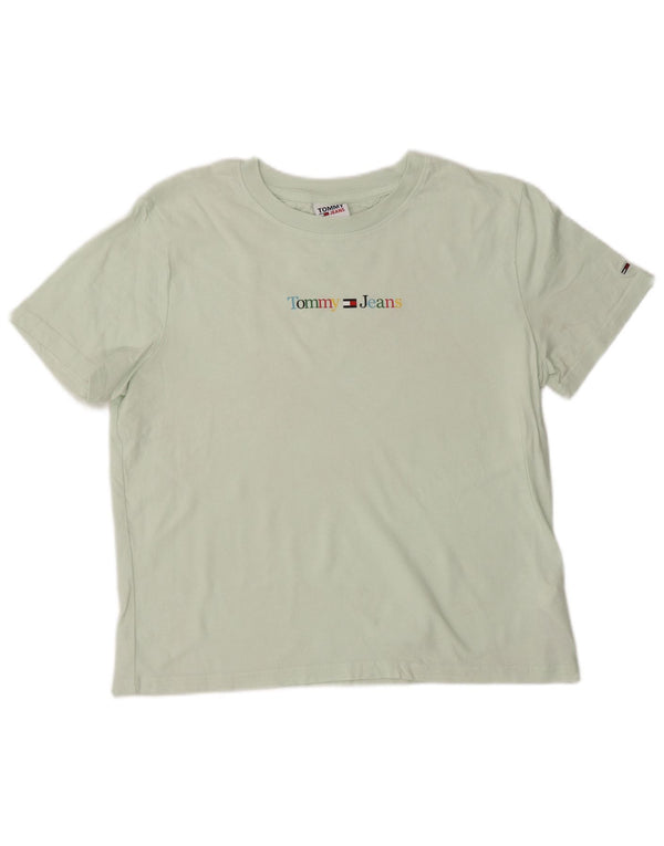 TOMMY HILFIGER Grafisk T-shirt top til kvinder DK 14 Mellemgrøn bomuld