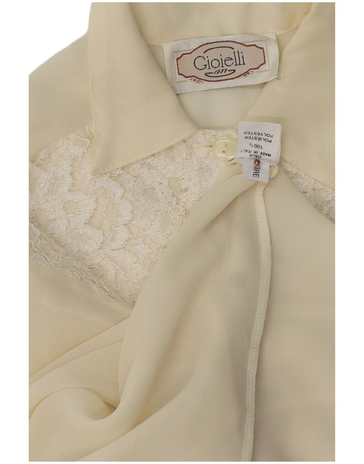 Vintage Dame Pullover Oversized skjortebluse UK 18 XL Off White Polyester