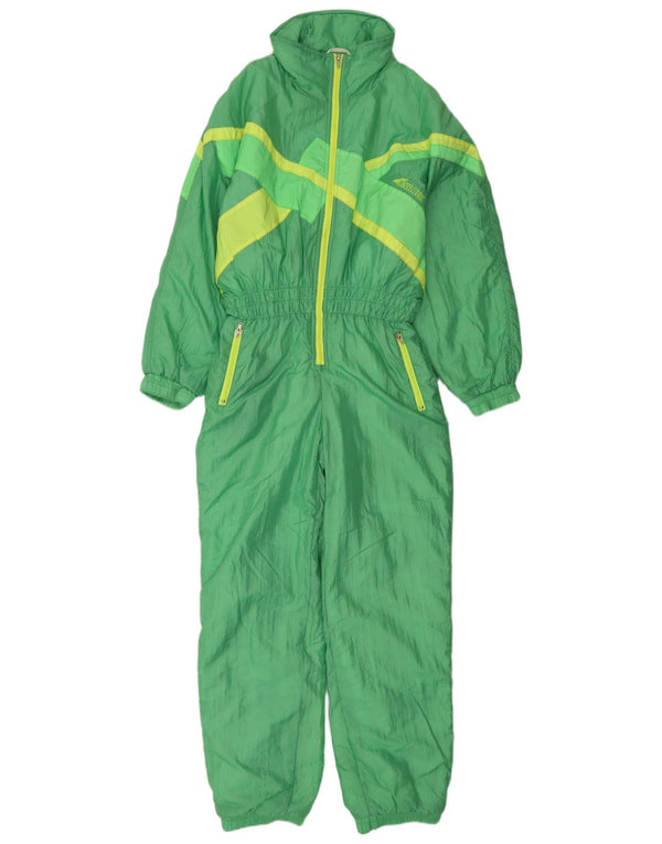 Vintage Dame Ski Jumpsuit UK 14 Large Green Colourblock