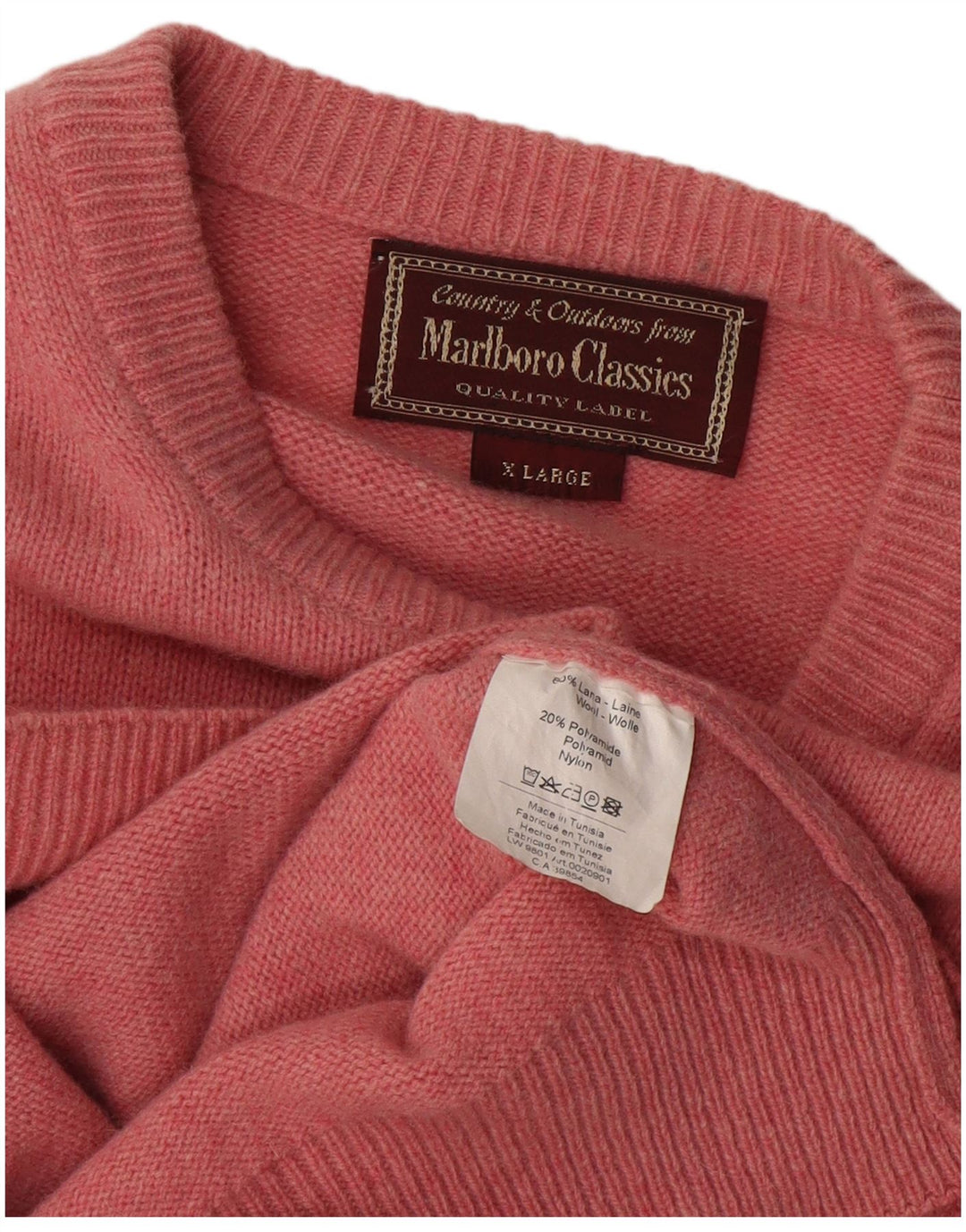MARLBORO CLASSICS Herre sweater med rund hals XL Pink Uld