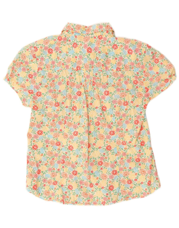 L.L.Bean Kortærmet skjortebluse til kvinder UK 14 Medium Gul Blomsterbomuld