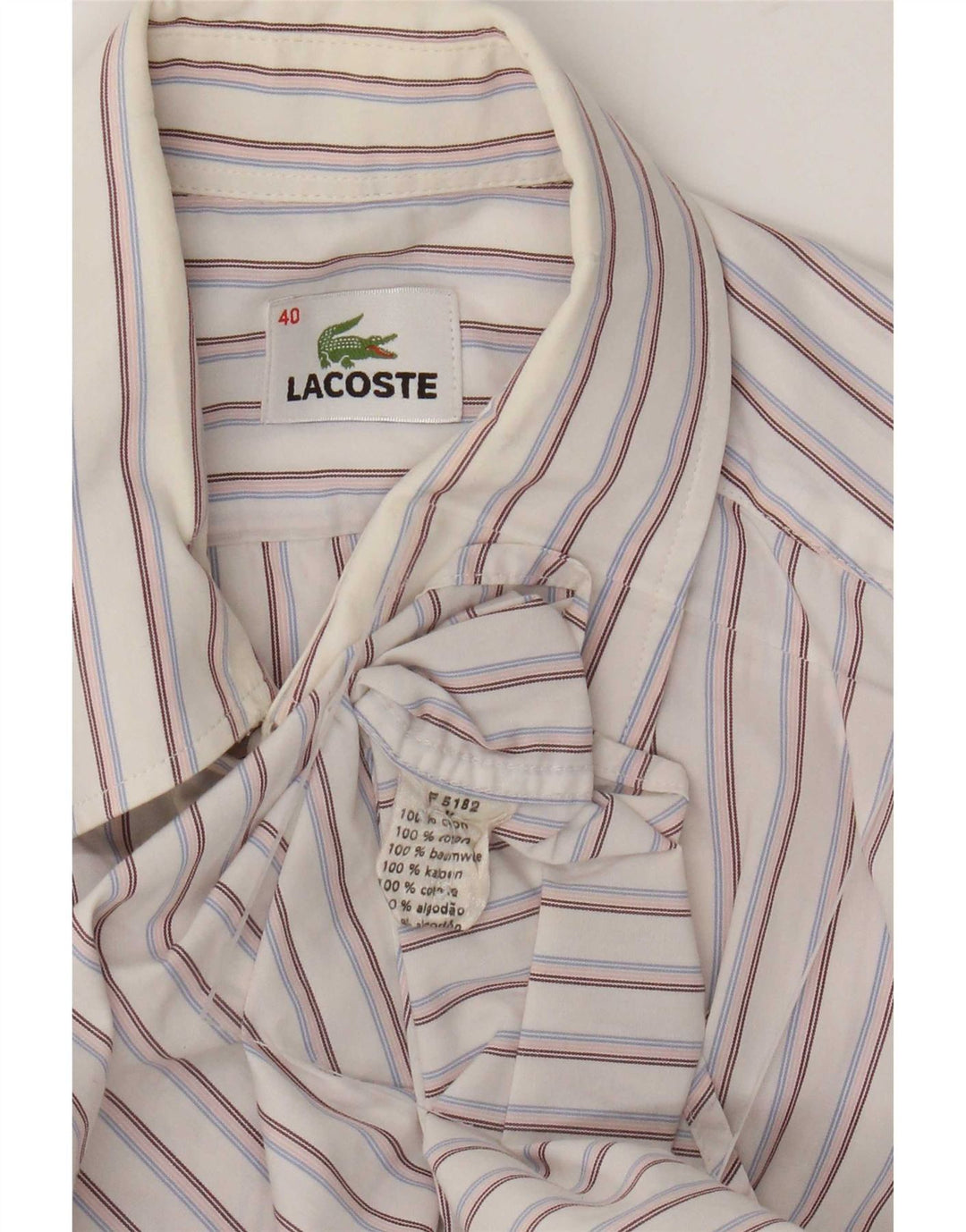 Lacoste herreskjorte str. 40 Medium hvid stribet bomuld