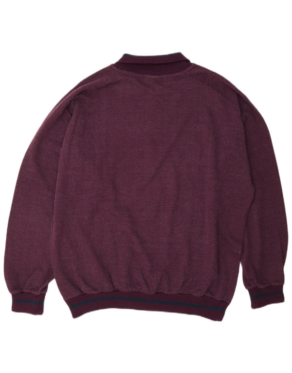 C&A Herre grafisk polo-hals sweatshirt EU 52/54 Large Bourgogne bomuld