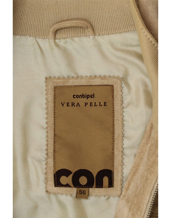CONBIPEL Mens Suede Bomber Jacket IT 56 3XL Beige Leather Vintage Conbipel and Second-Hand Conbipel from Messina Hembry 