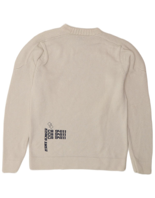 Levi's Mens Graphic Crew Neck Jumper Sweater Small White Cotton