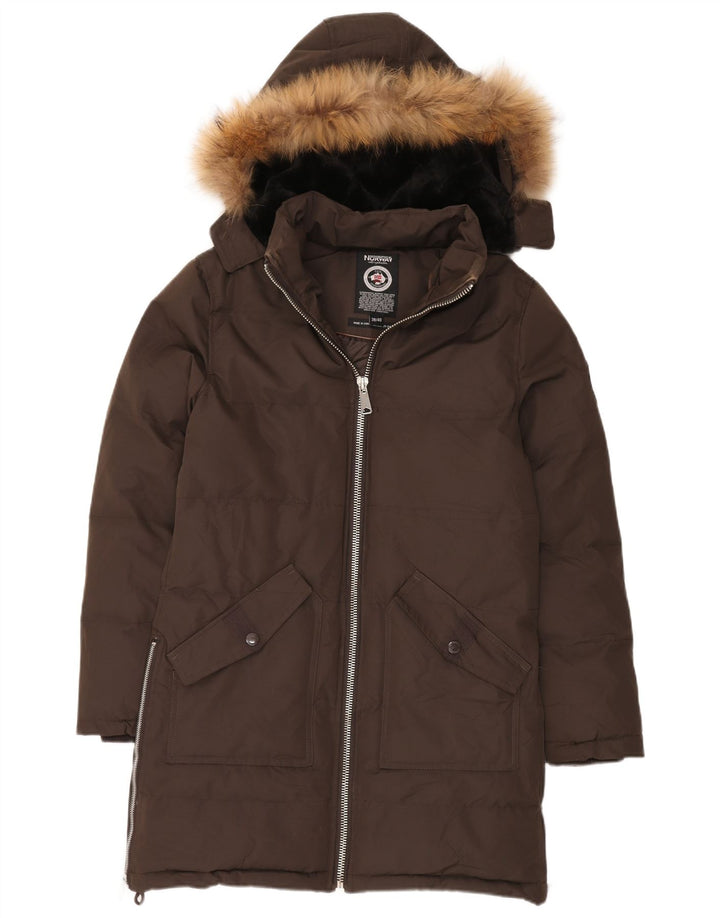 Geographical Norway Herre hættepolstret frakke EU 38/40 Medium Brun Polyester