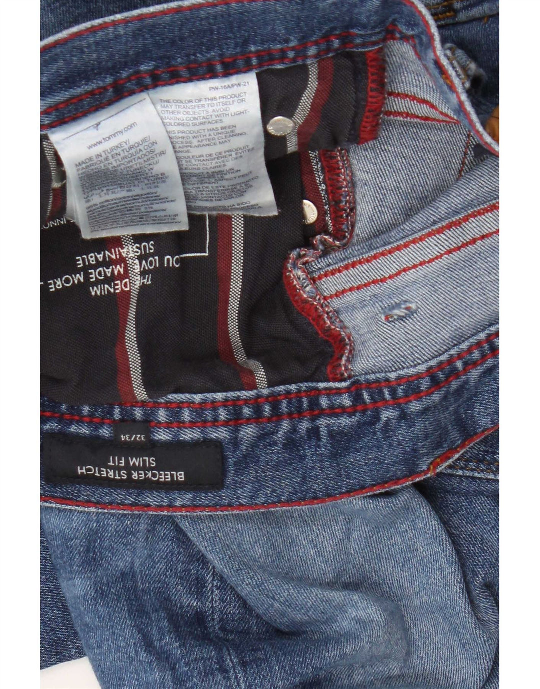 Tommy Hilfiger Herre Bleecker Slim Jeans W32 L34 Blå Bomuld