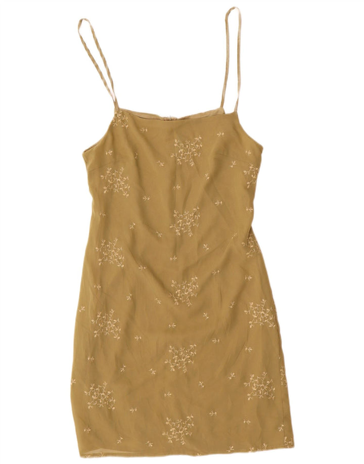 Benetton Womens Sundress UK 10 Small Green Floral Polyester