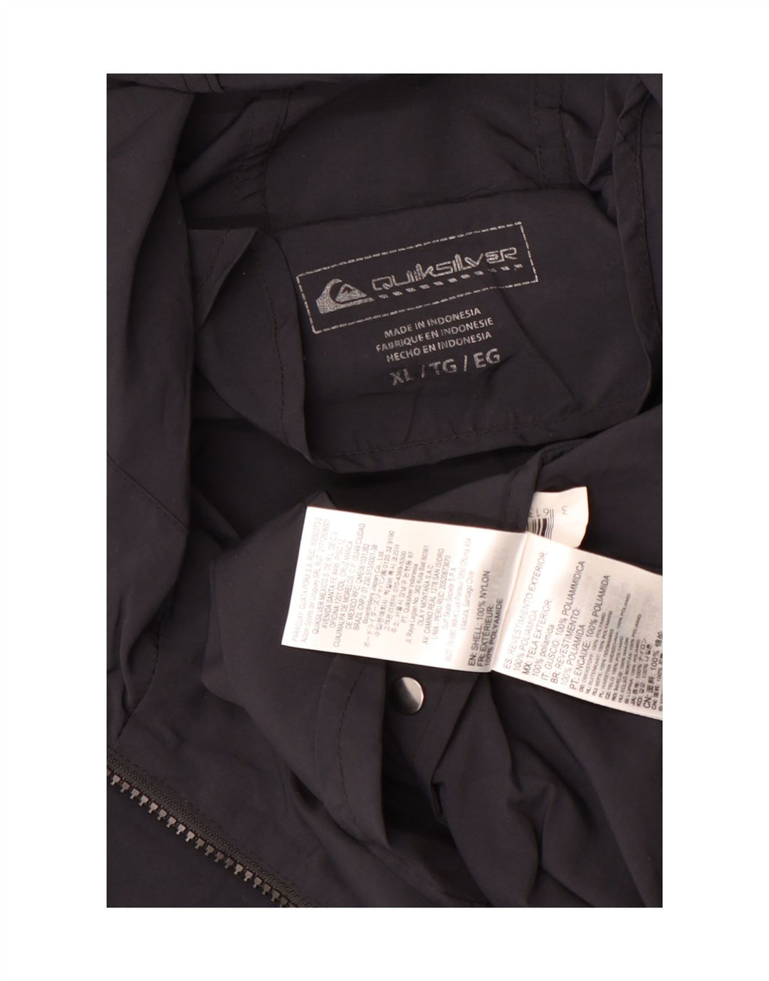 Quiksilver Herre Grafisk Pullover Regnjakke UK 42 XL Sort Nylon