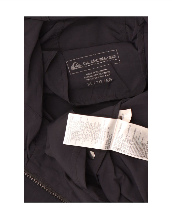 Quiksilver Herre Grafisk Pullover Regnjakke UK 42 XL Sort Nylon