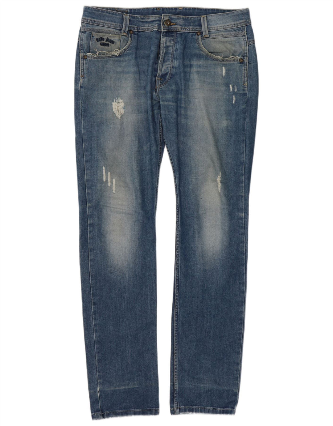 PEPE Jeans Dame Distressed Slim Jeans W34 L34 Blå Bomuld