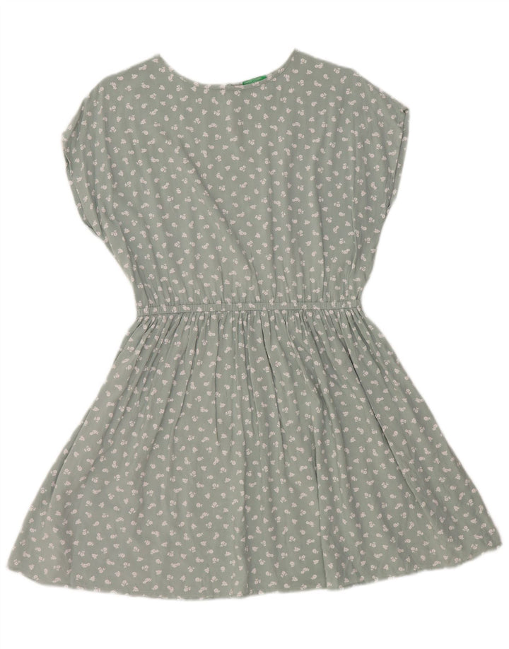 BENETTON Girls Basic Dress 11-12 Years Green Floral