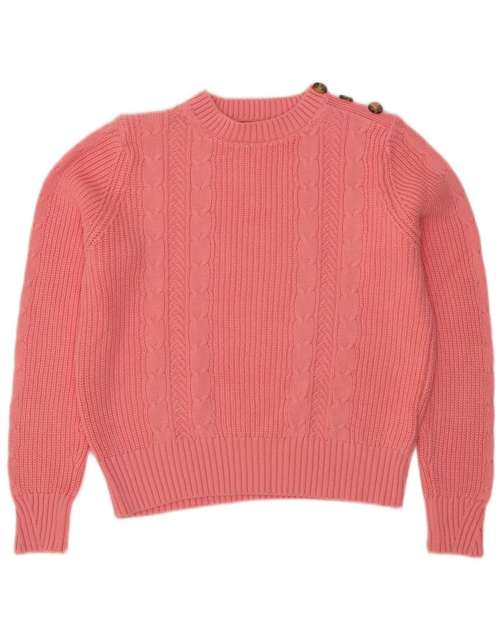 Marks & Spencer Dame Crop Crew Neck Jumper Sweater UK 14 Medium Pink