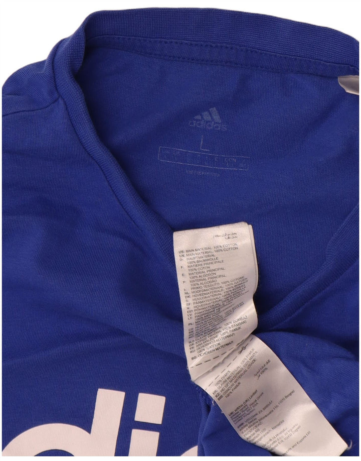 Adidas Herre Grafisk T-Shirt Top Stor Blå Bomuld