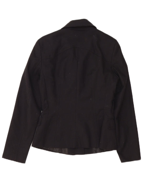 Zara Dame Blazer Jakke UK 10 Lille sort bomuld