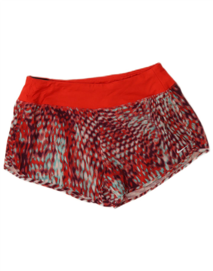 Nike Dame Dri Fit sportsshorts UK 14 Medium Rød Camouflage Polyester