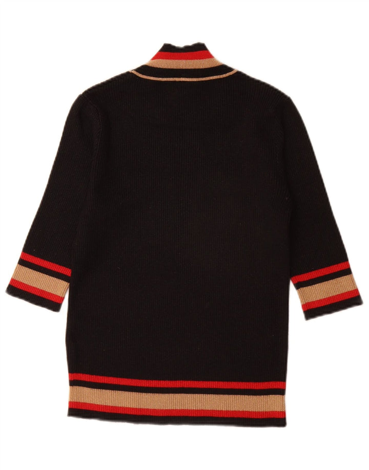 Vintage Dame Turtle Neck Jumper Sweater UK 10 Small Black Colourblock