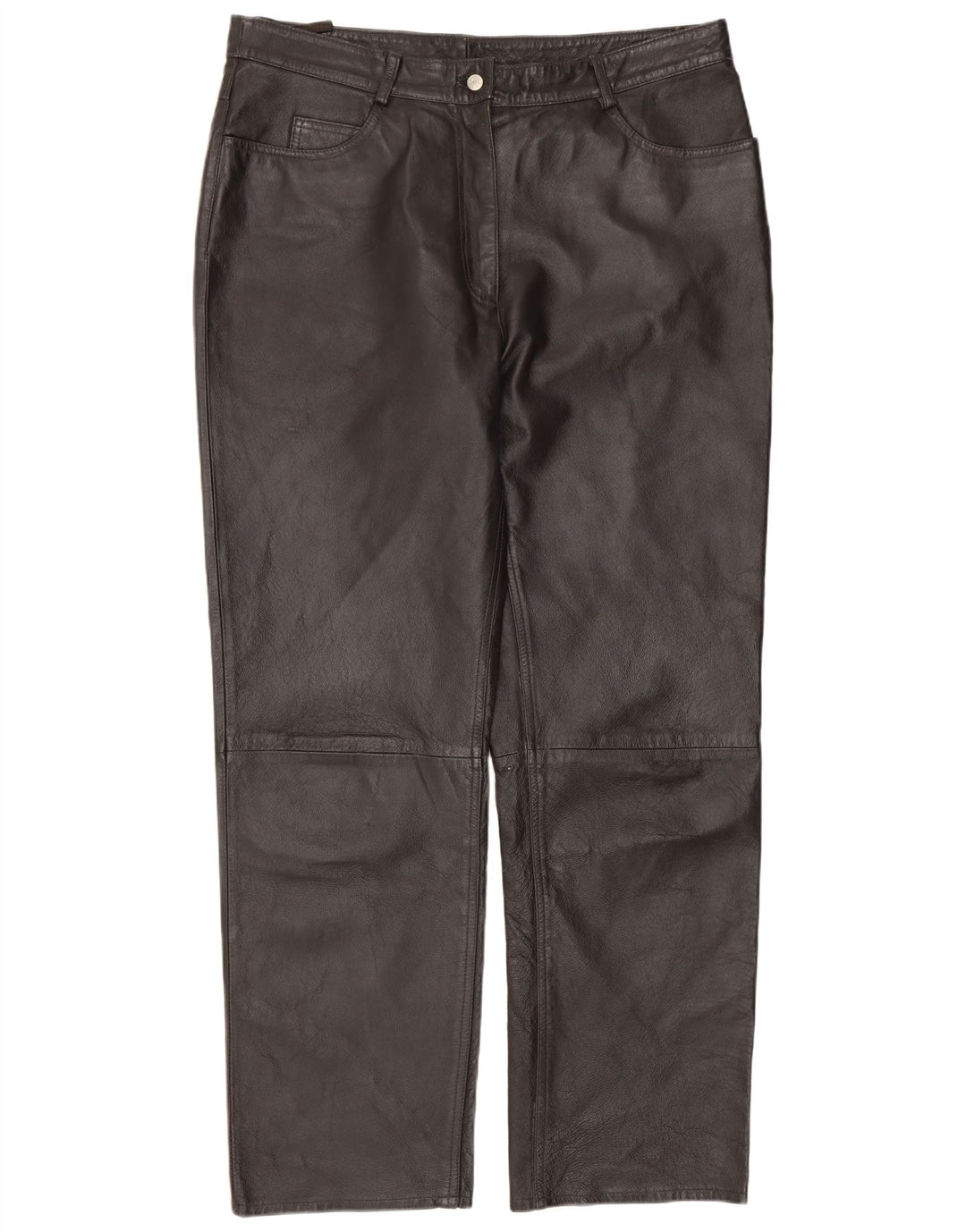 Vintage lige læderbukser til kvinder IT 46 Large W34 L30 sort læder