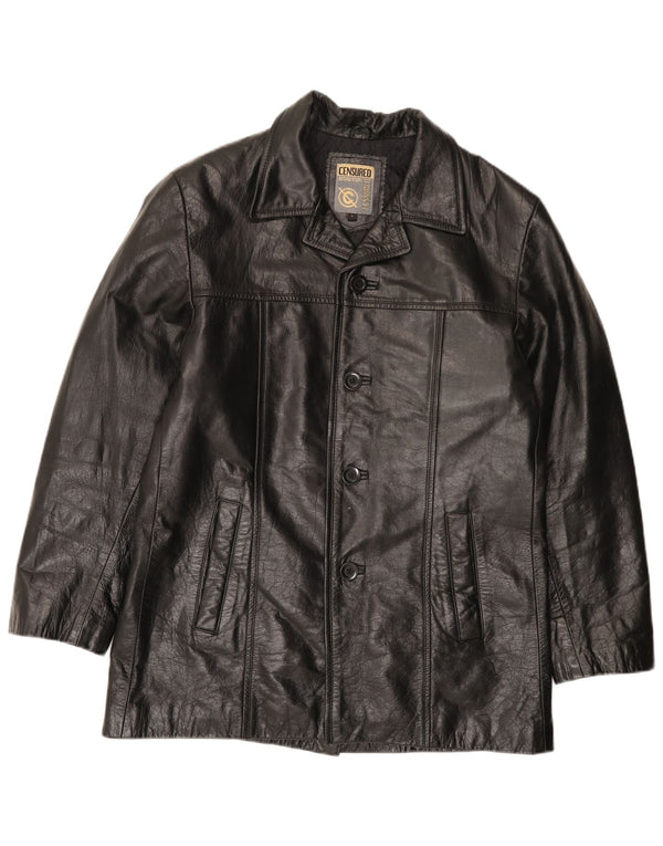 Censureret herre læderjakke UK 40 Stor sort læder