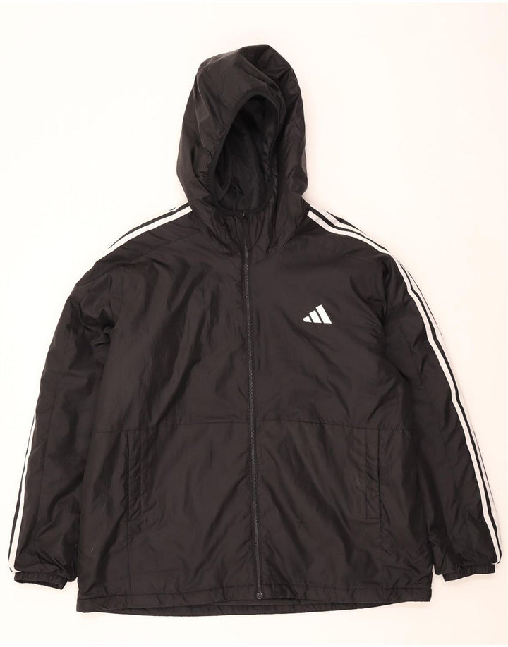 Adidas Herre Hooded Windbreaker Jacket UK 44 2XL Sort Polyester