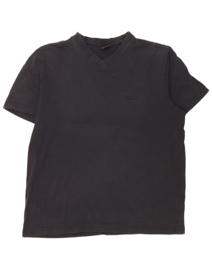 HUGO BOSS Herre T-Shirt Top Medium Navyblå Bomuld