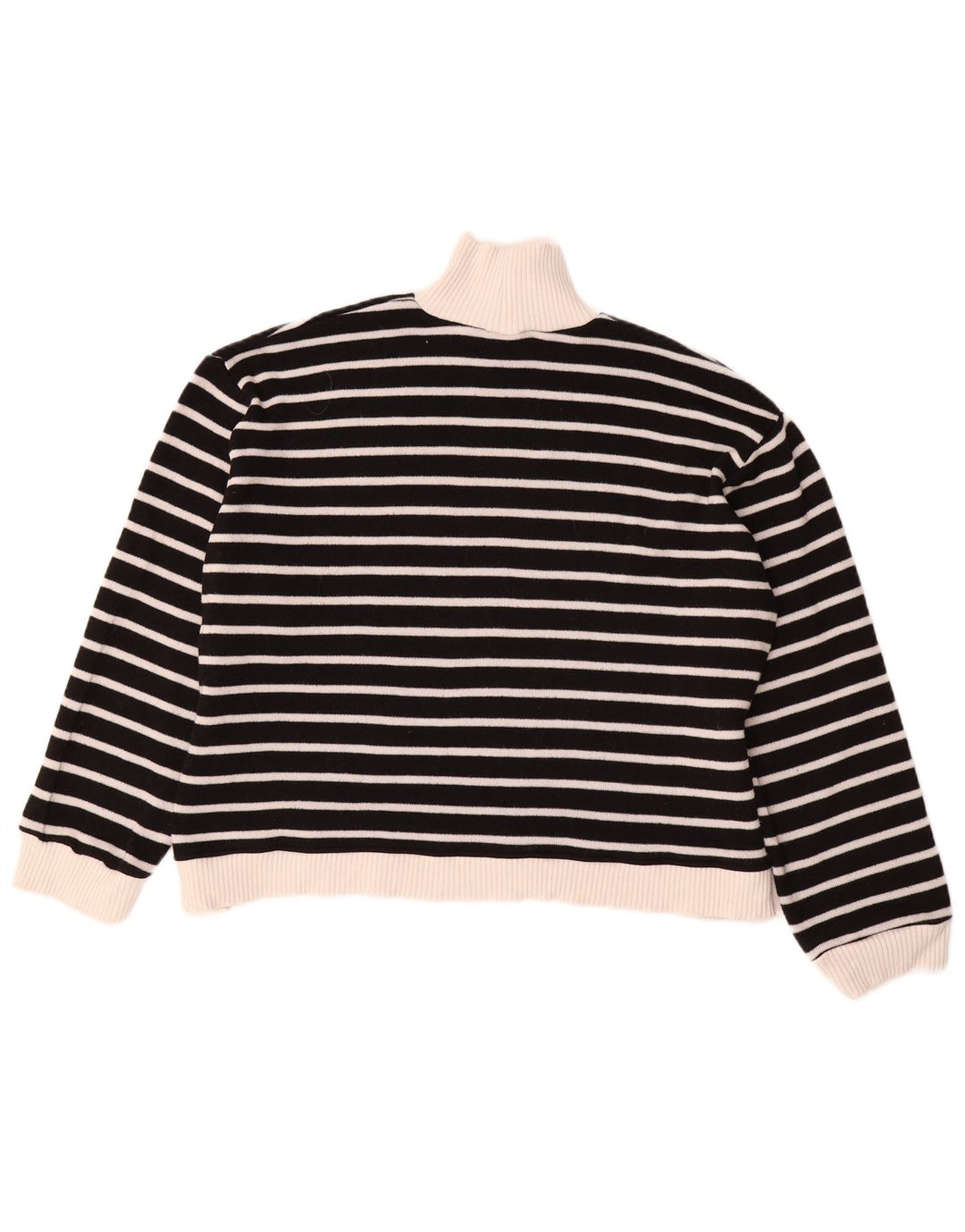 Zara Dame Turtle Neck Jumper Sweater UK 14 Medium Sort Stribet