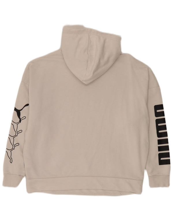 Puma Dame Grafisk Oversized Hoodie Jumper UK 14 Medium White Bomuld