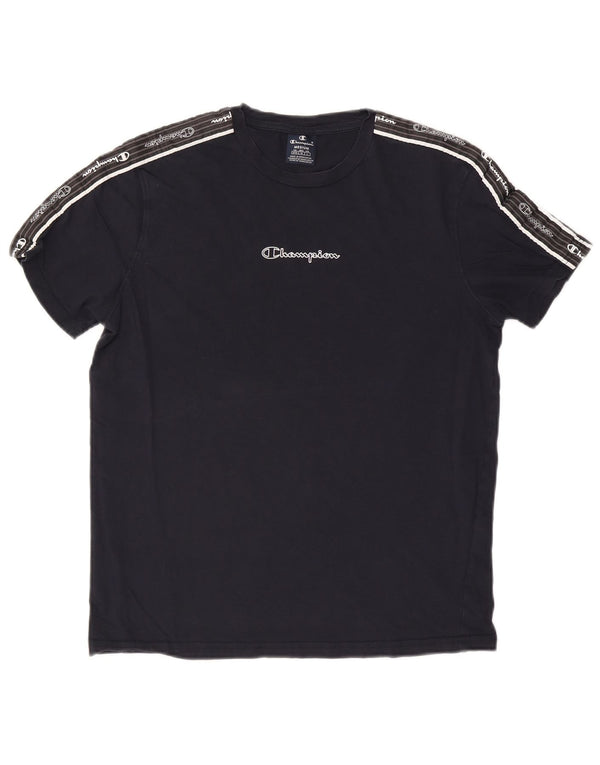 Champion Herre grafisk T-shirt Top Medium Marineblå Bomuld