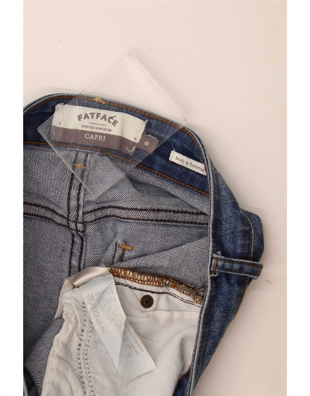 Fat Face Dame Capri Jeans UK 8 Small W28 L22 Blå Bomuld