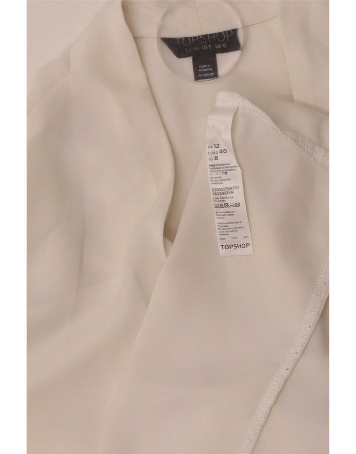 Topshop Dame Langærmet Bluse Top UK 12 Medium White Polyester