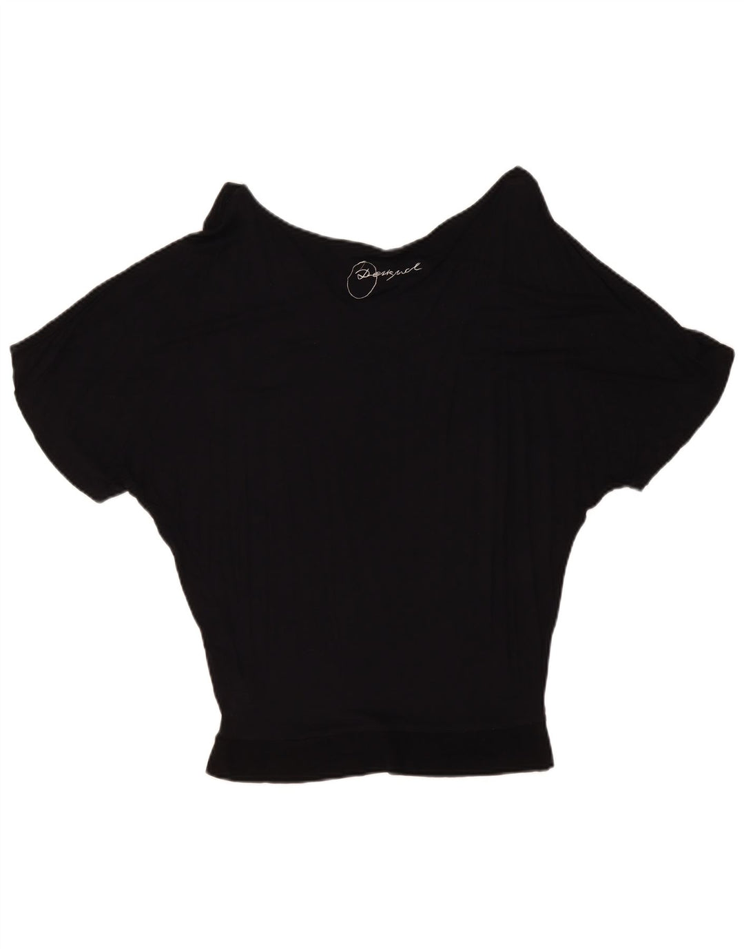 Desigual Dame Grafisk Batwing Bluse Top UK 10 Small Black Geometric