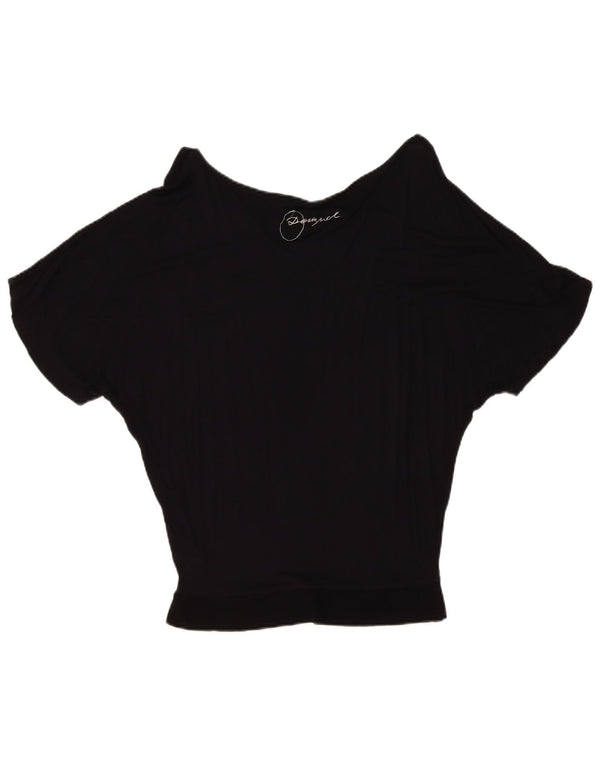 Desigual Dame Grafisk Batwing Bluse Top UK 10 Small Black Geometric