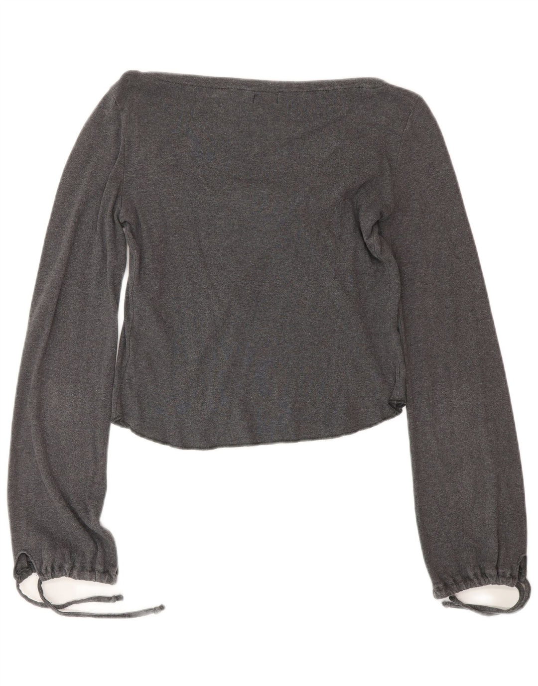 Onyx Womens Front Tie Crop Top Langærmet UK 12 Medium Grey Bomuld