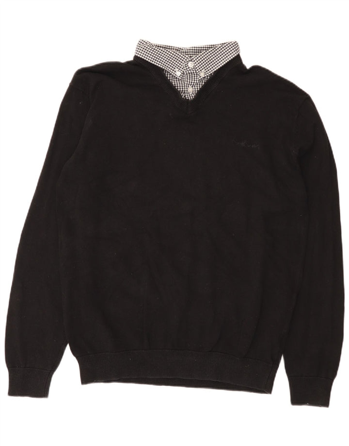 Pierre Cardin Herre V-hals sweater Stor sort bomuld