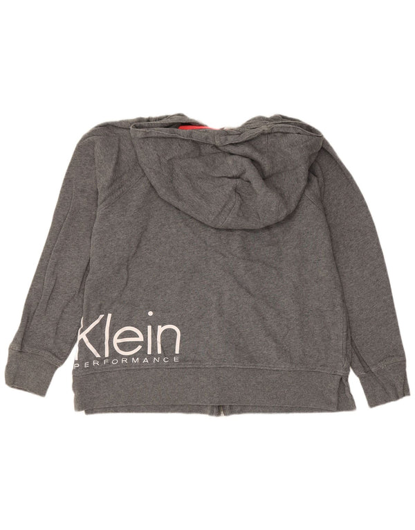 Calvin Klein Dame Grafisk Hættetrøje Sweater UK 16 Stor Grå Bomuld