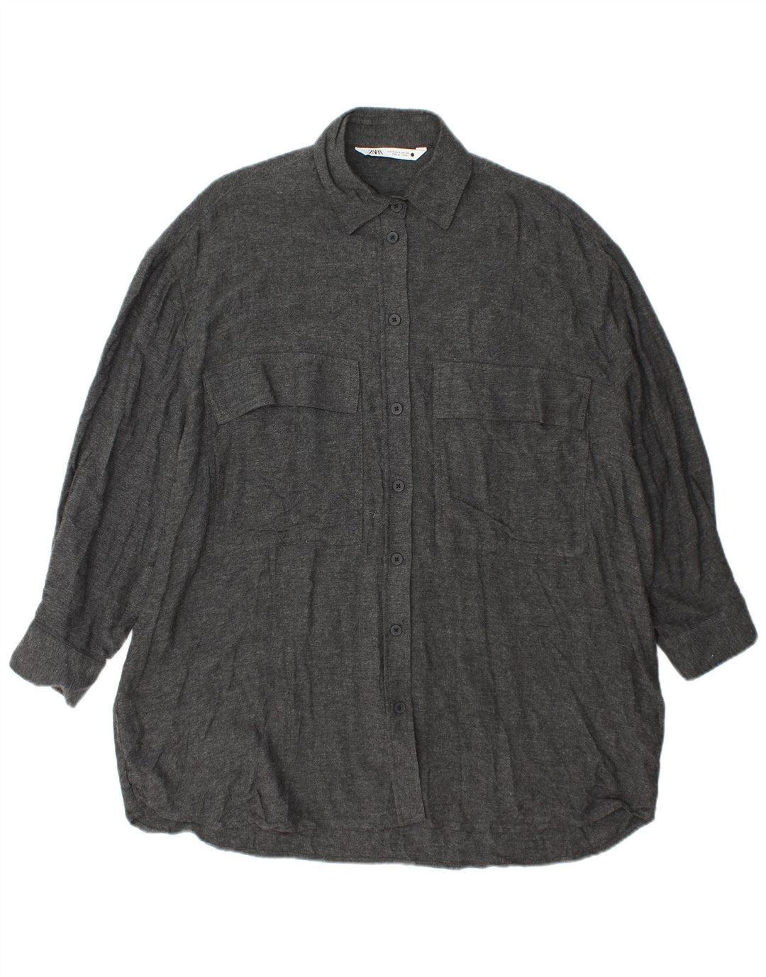 Zara Kvinders Oversized Skjortekjole UK 10 Small Grey Viscose