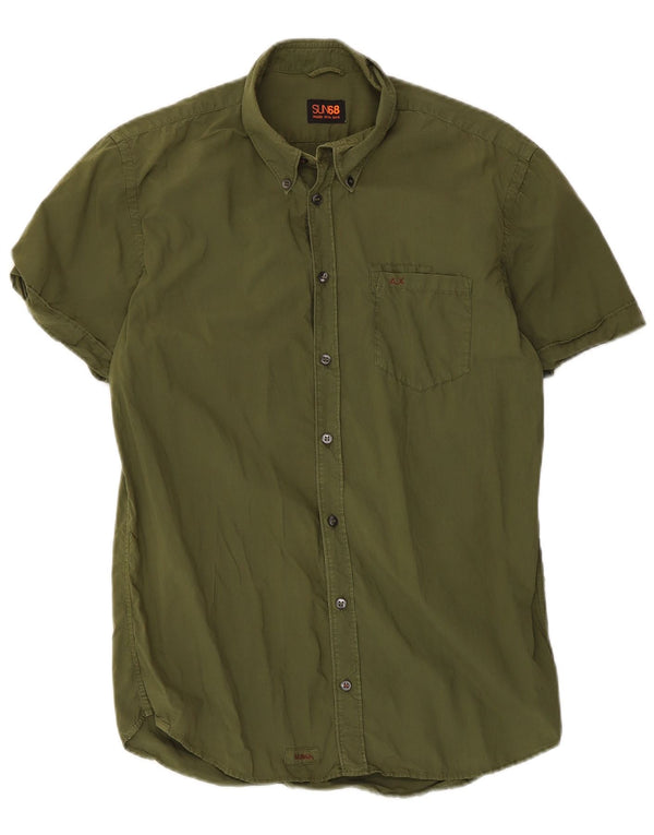 Sun68 Mens Short Sleeve Shirt Medium Khaki Cotton