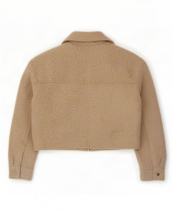Zara Womens Crop Oversized Bomber Jacket UK 6 XS Beige
