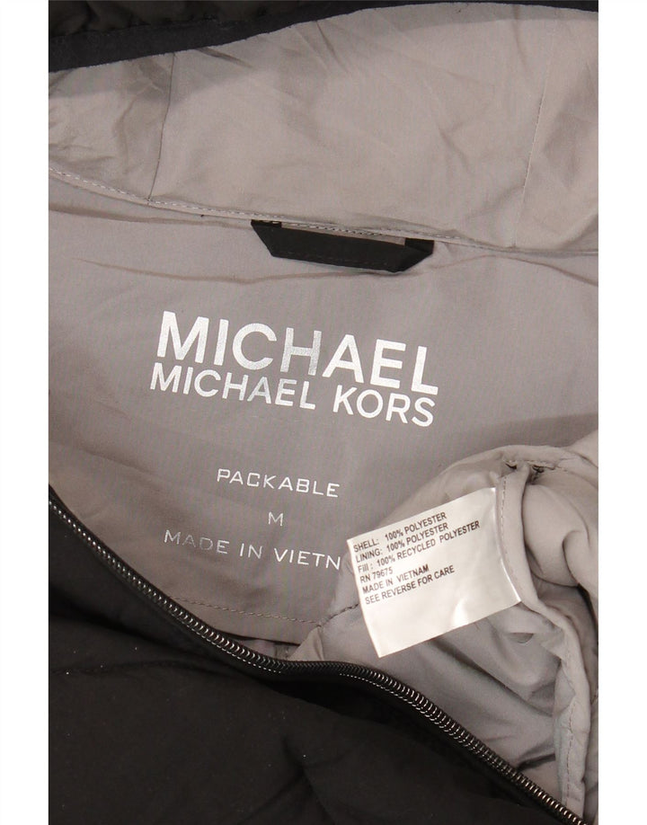 Michael Kors Dame Hætte Polstret Frakke UK 14 Medium Sort Polyester