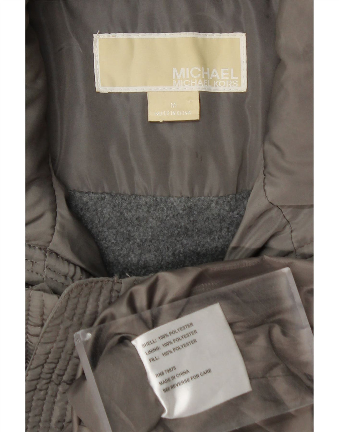 MICHAEL KORS Military polstret hættejakke til kvinder UK 14 Medium Grå