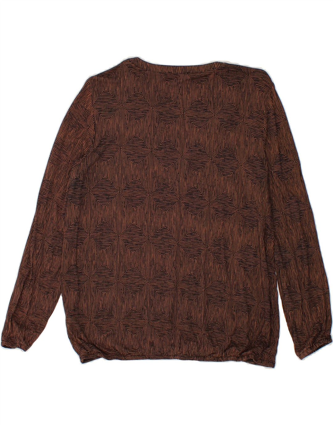 ESPRIT Womens Long Sleeve Blouse Top UK 14 Medium Brown Argyle/Diamond Vintage Esprit and Second-Hand Esprit from Messina Hembry 