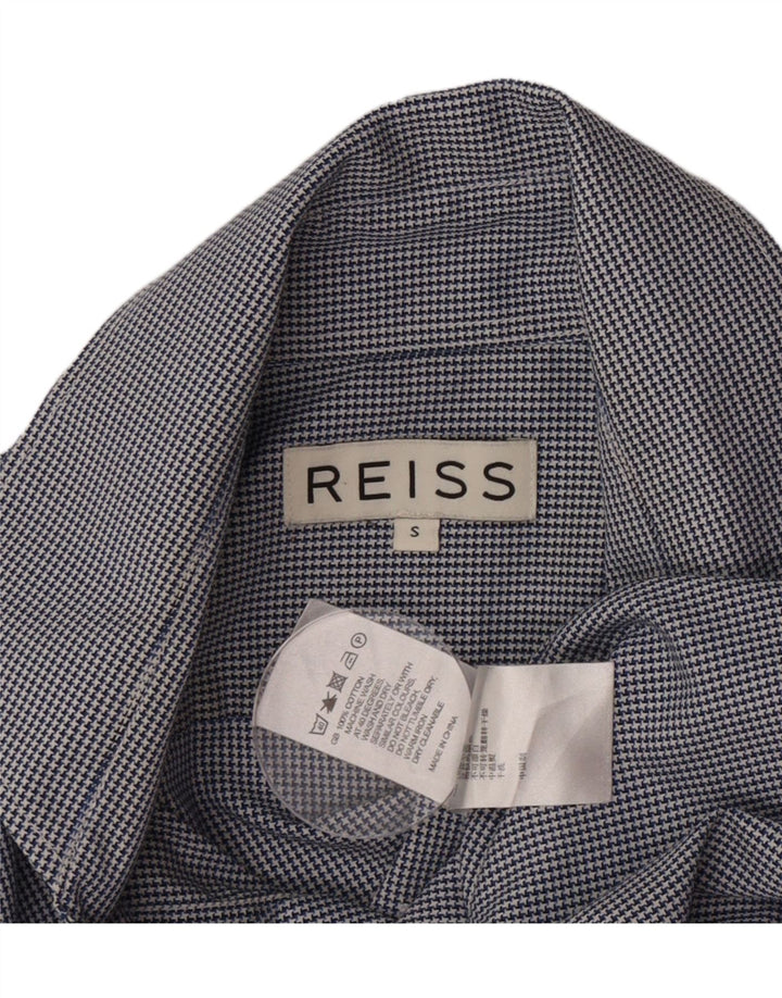 Reiss herreskjorte lille blå Houndstooth bomuld