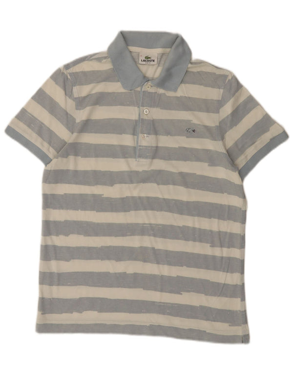 Lacoste Mens Slim Fit Polo Shirt Size 3 Small Blue Striped Cotton