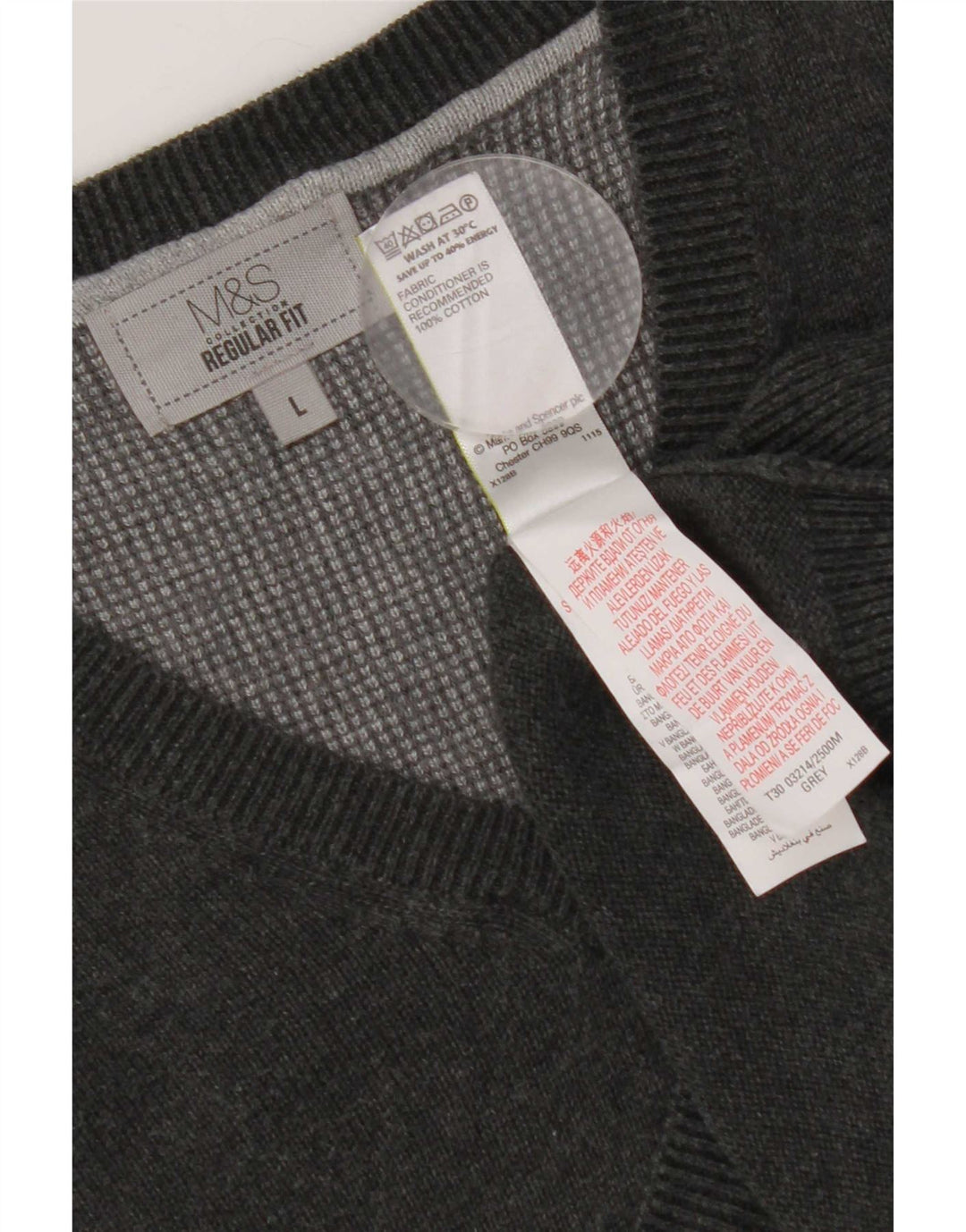 Marks & Spencer Herre Regular Fit V-hals sweater Stor grå bomuld